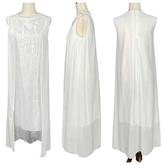 Unbranded Minimalist White Dress Women Size M Sleeveless Overlay Embroidered - Picture 1 of 16